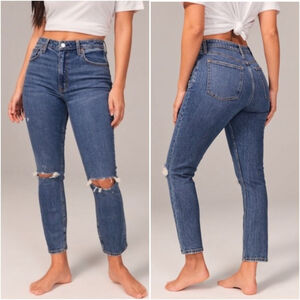 Abercrombie & Fitch Skinny Jeans Curve Love High Rise Ripped Medium Blue 12 31